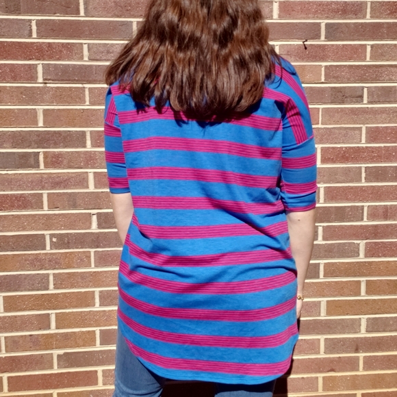 New Lularoe Irma Tunic Size S Blue Stripe - Picture 3 of 5